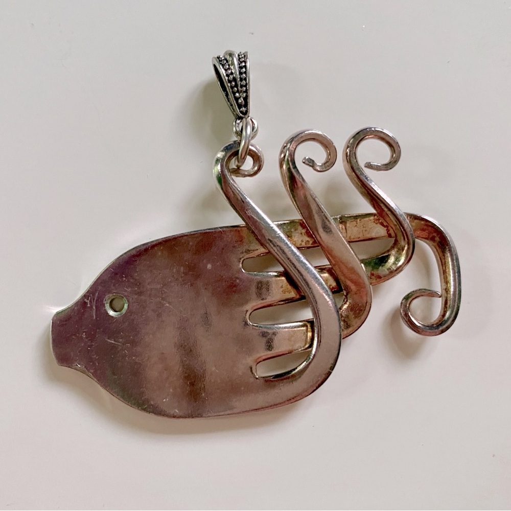 Fish Sea Pendant Salvaged Silver Ware Handmade Upcycled